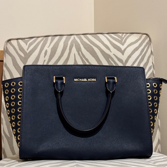 Michael Kors Black and Gold Satchel